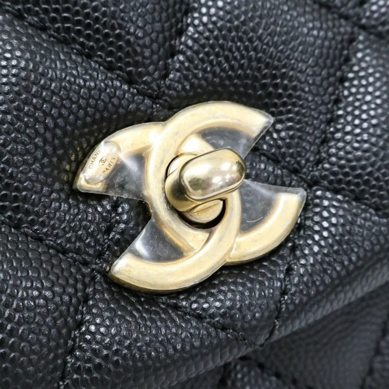 黑色牛皮 Flap Bag With Top Handle 兩用包【CHANEL 香奈兒】 A92990-9
