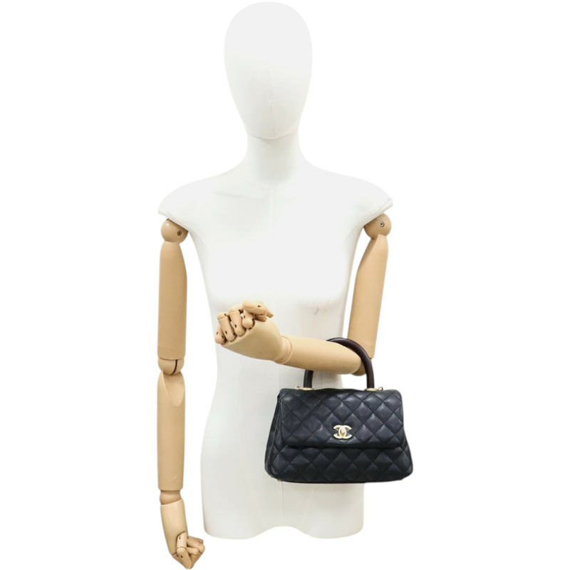 黑色牛皮 Flap Bag With Top Handle 兩用包【CHANEL 香奈兒】 A92990-10