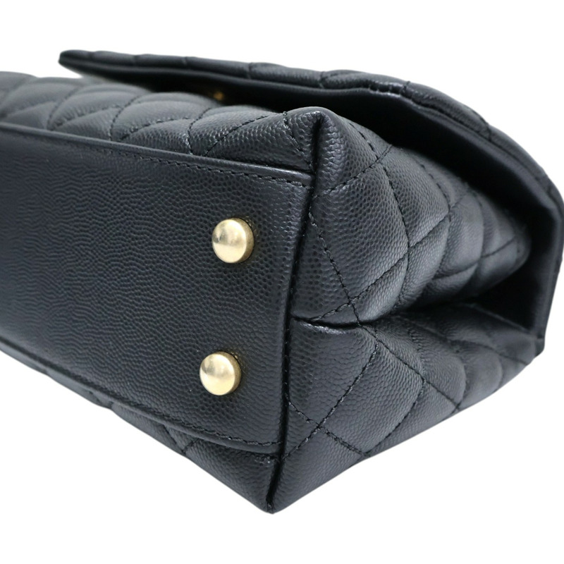 黑色牛皮 Flap Bag With Top Handle 兩用包【CHANEL 香奈兒】 A92990-12