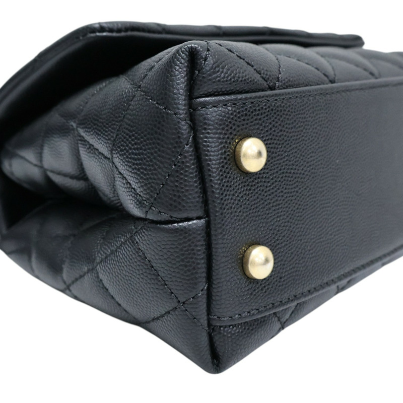 黑色牛皮 Flap Bag With Top Handle 兩用包【CHANEL 香奈兒】 A92990-13