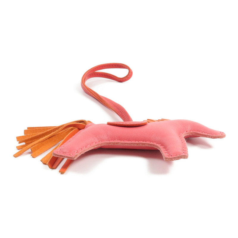 HERMES Milo皮革Rodeo PM掛飾Rose Azalee/Orange/Rouge Casaque-2