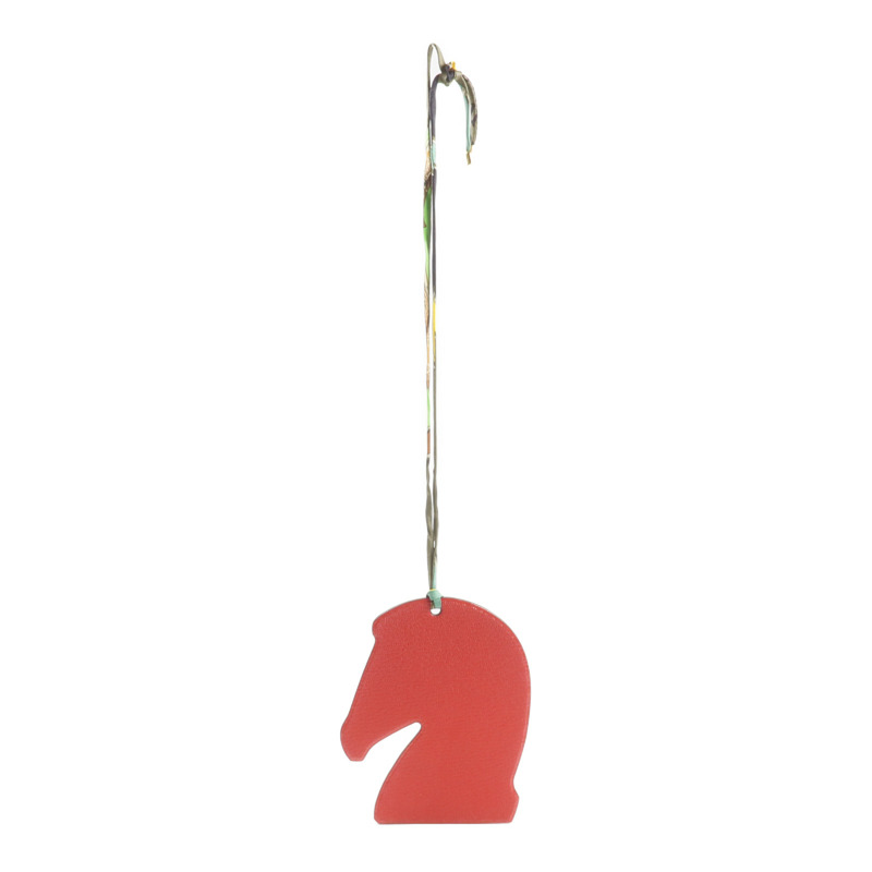 HERMES Chevre皮革Samarcande Horse Charm掛飾Orange/Rouge Casaque-8