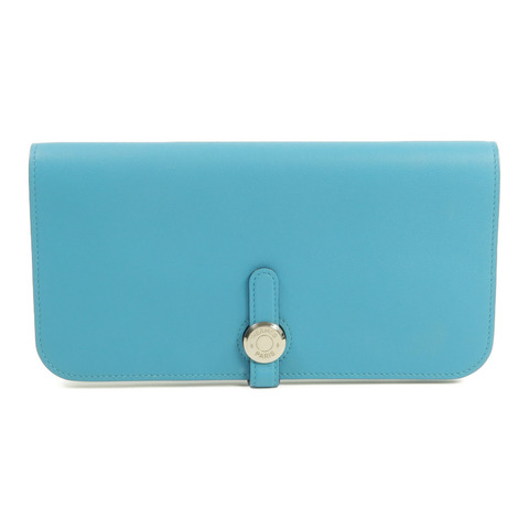 HERMES Swift皮革Dogon GM長錢包Bleu du Nord