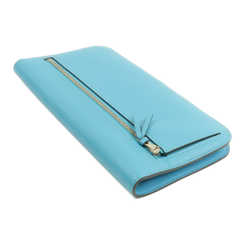 HERMES Swift皮革Dogon GM長錢包Bleu du Nord-4