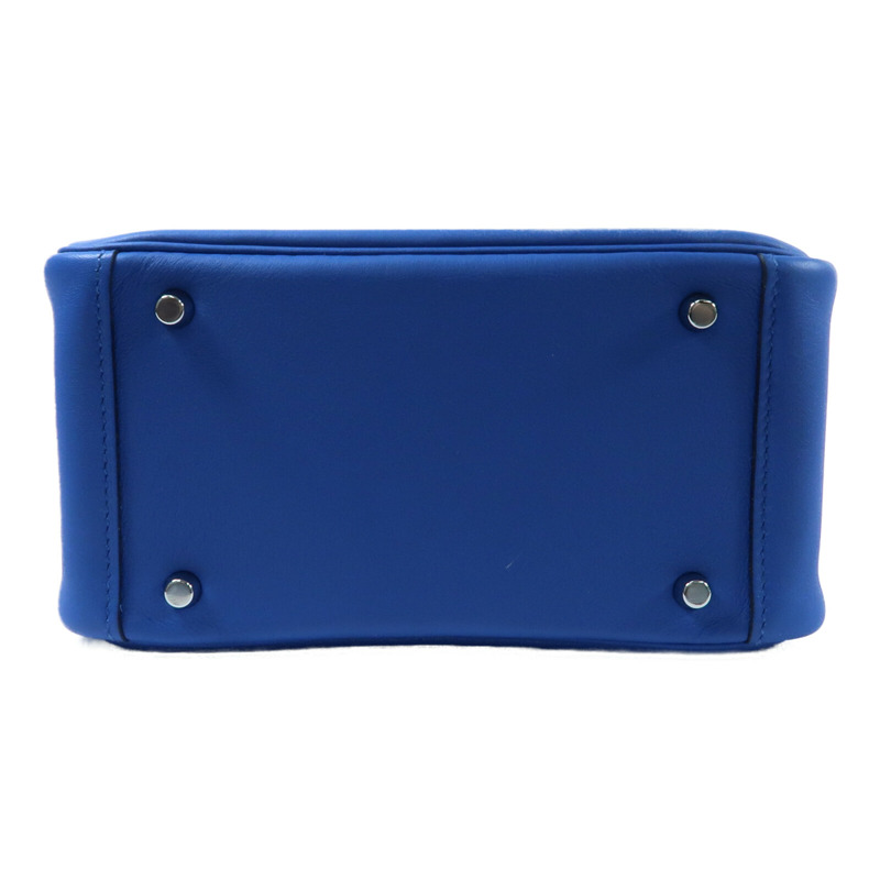 HERMES Swift皮革Mini Lindy銀扣手挽肩背兩用袋Bleu Royal/Bleu Saphir-3