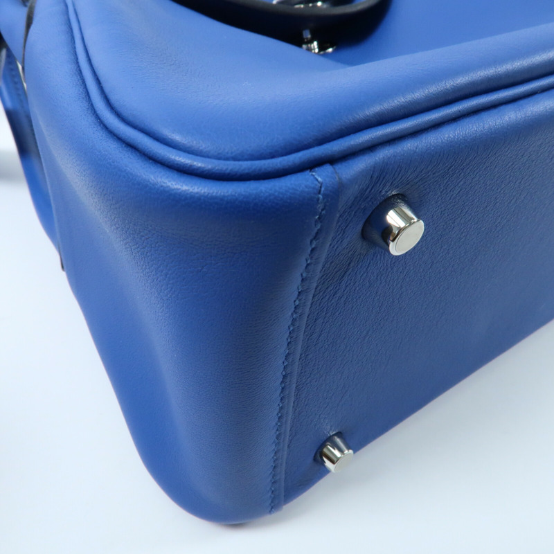 HERMES Swift皮革Mini Lindy銀扣手挽肩背兩用袋Bleu Royal/Bleu Saphir-4