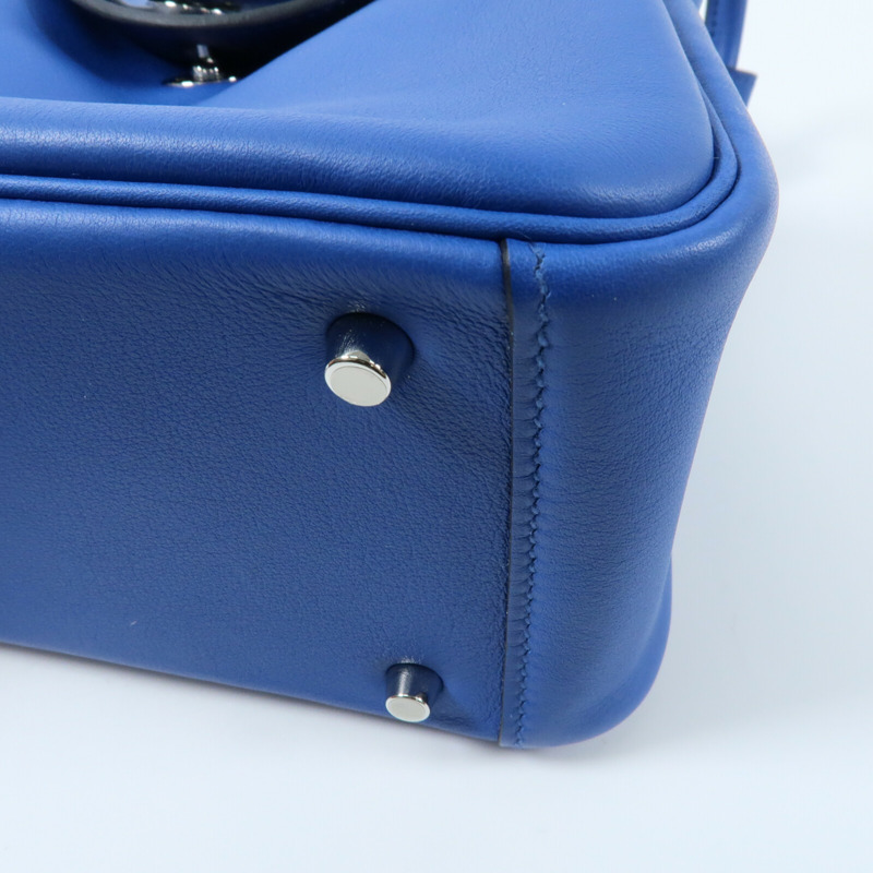 HERMES Swift皮革Mini Lindy銀扣手挽肩背兩用袋Bleu Royal/Bleu Saphir-5