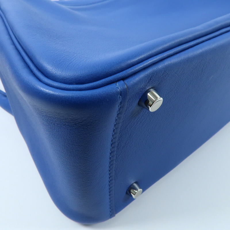 HERMES Swift皮革Mini Lindy銀扣手挽肩背兩用袋Bleu Royal/Bleu Saphir-6