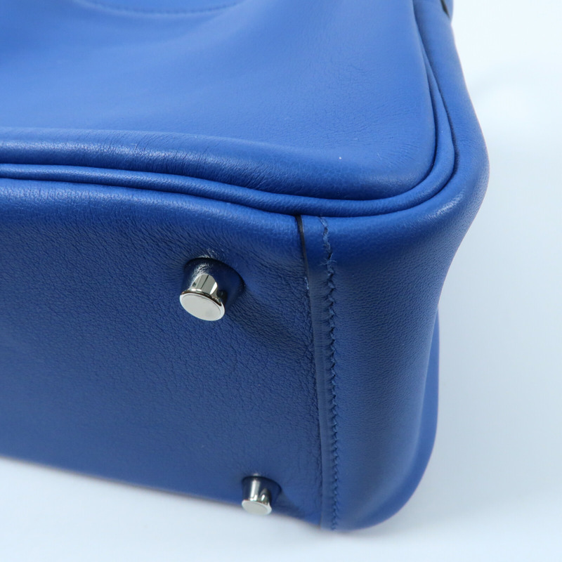 HERMES Swift皮革Mini Lindy銀扣手挽肩背兩用袋Bleu Royal/Bleu Saphir-7