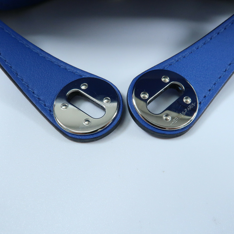 HERMES Swift皮革Mini Lindy銀扣手挽肩背兩用袋Bleu Royal/Bleu Saphir-10