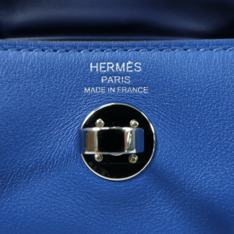 HERMES Swift皮革Mini Lindy銀扣手挽肩背兩用袋Bleu Royal/Bleu Saphir-12