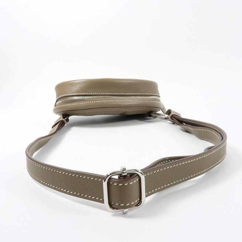 HERMES Swift皮革In The Loop Belt Bag銀扣肩背袋Etoupe-8