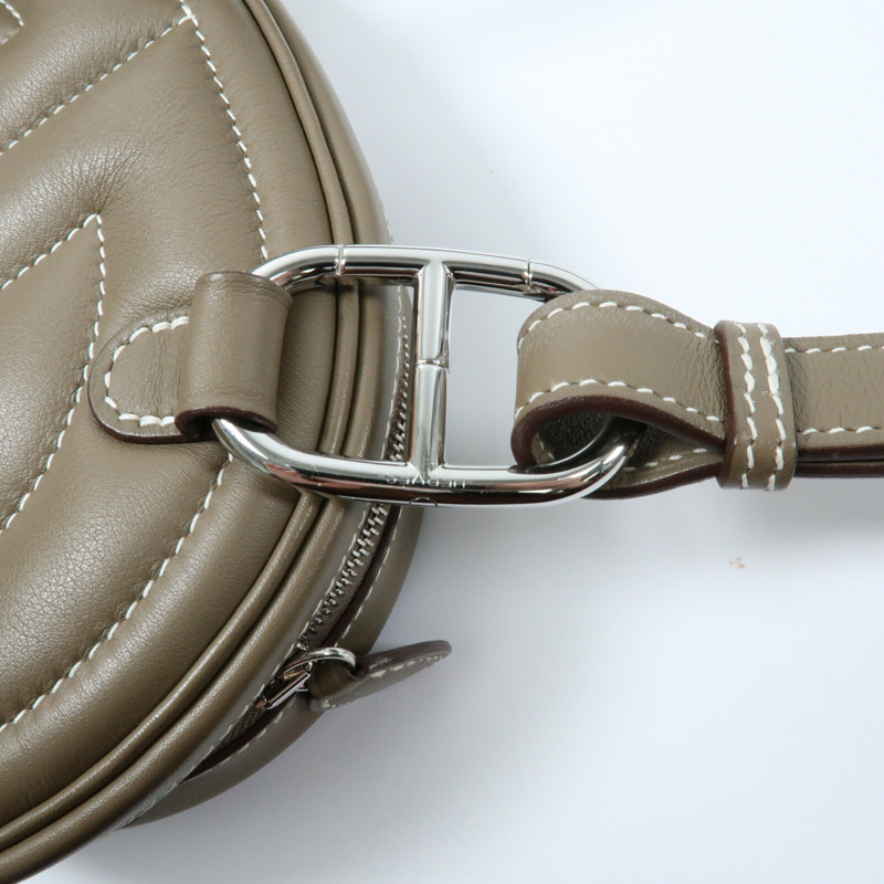 HERMES Swift皮革In The Loop Belt Bag銀扣肩背袋Etoupe-9