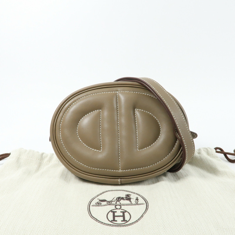 HERMES Swift皮革In The Loop Belt Bag銀扣肩背袋Etoupe-13