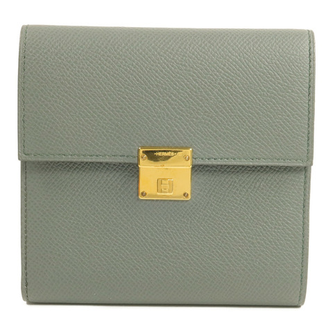 HERMES Epsom皮革Clic 12錢包Vert Amande