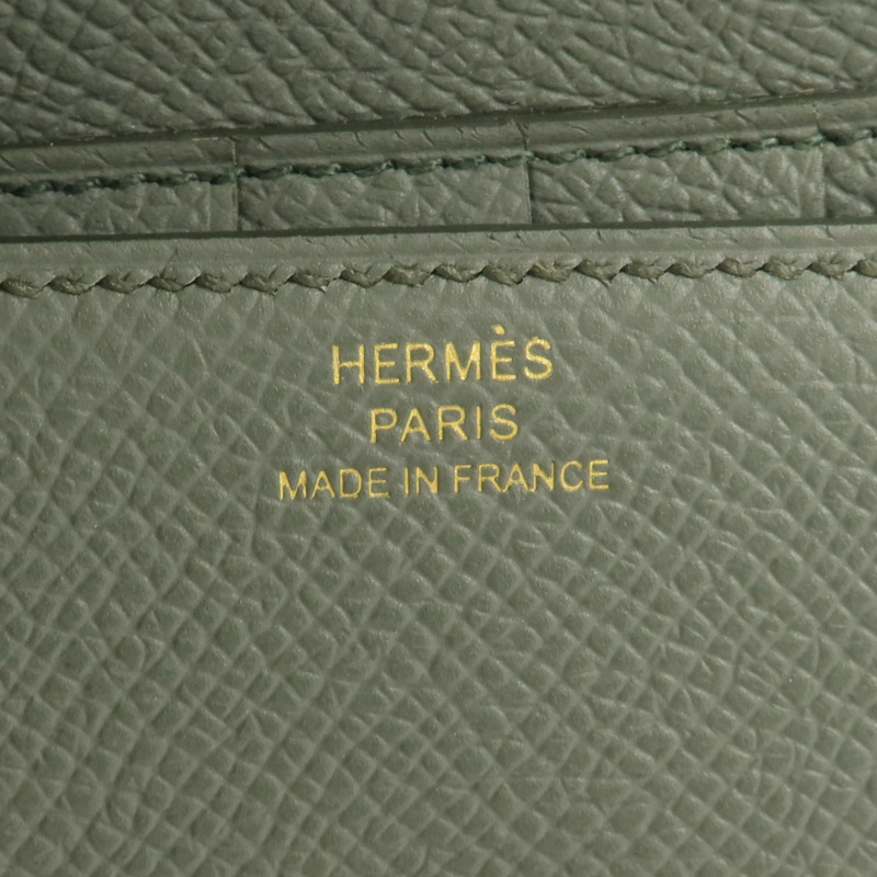 HERMES Epsom皮革Clic 12錢包Vert Amande-8