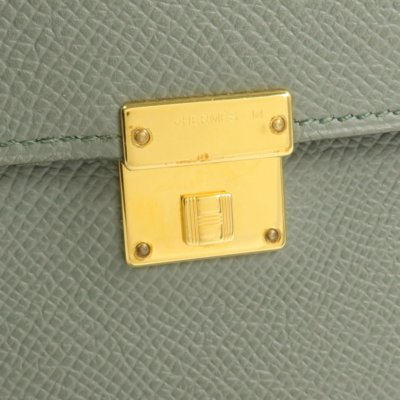 HERMES Epsom皮革Clic 12錢包Vert Amande-9