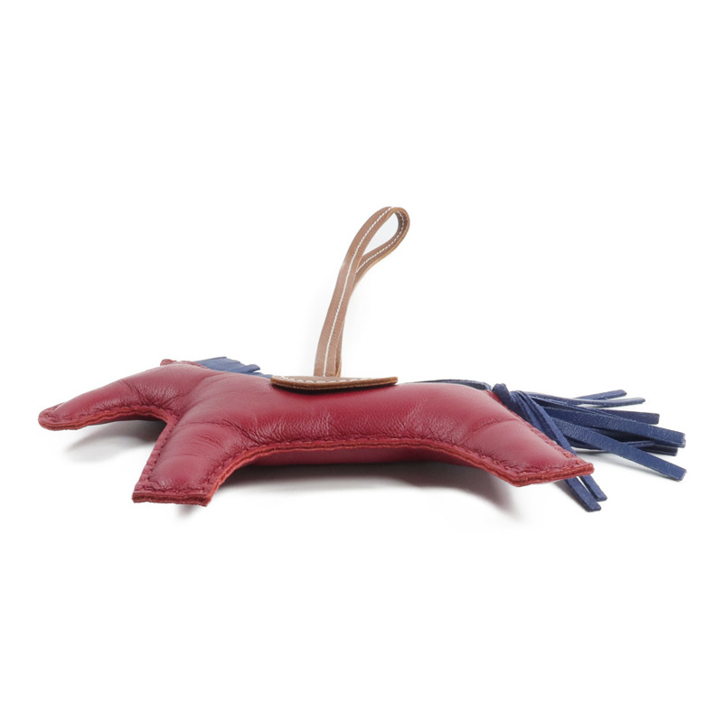HERMES Milo皮革Rodeo GM掛飾Fauve/Bleu de Malte/Rubis-3