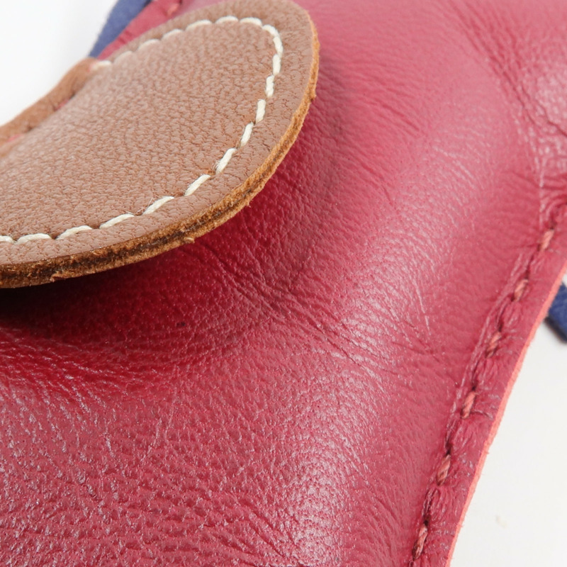 HERMES Milo皮革Rodeo GM掛飾Fauve/Bleu de Malte/Rubis-5