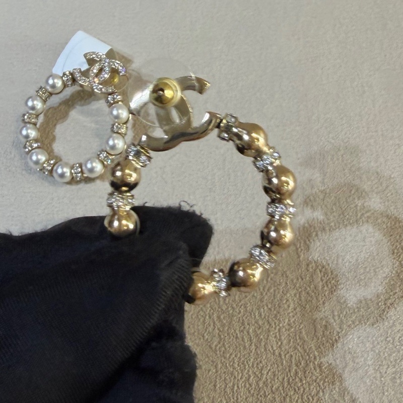 Chanel/香奈兒 21C珍珠圓環雙C耳釘 Jennie同款-7