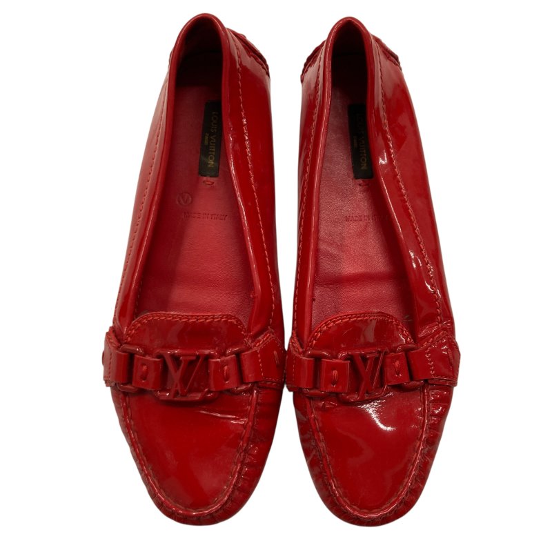 LOUIS VUITTON 路易威登 OXFORD FLAT 平底樂福鞋 漆皮 紅色 SIZE 38-0