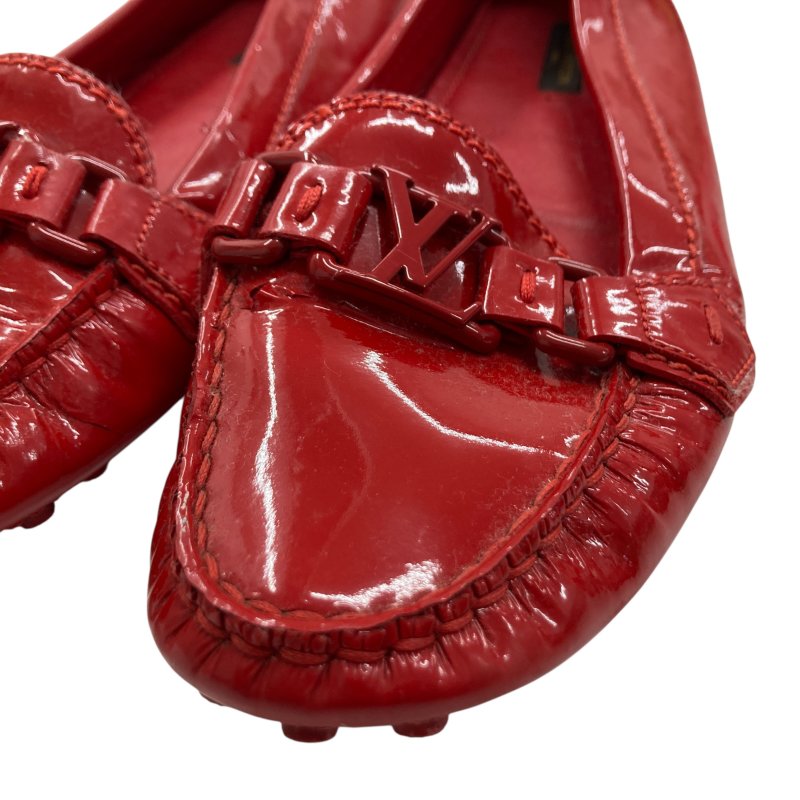 LOUIS VUITTON 路易威登 OXFORD FLAT 平底樂福鞋 漆皮 紅色 SIZE 38-5