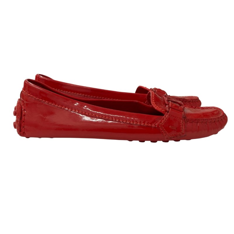 LOUIS VUITTON 路易威登 OXFORD FLAT 平底樂福鞋 漆皮 紅色 SIZE 38-7