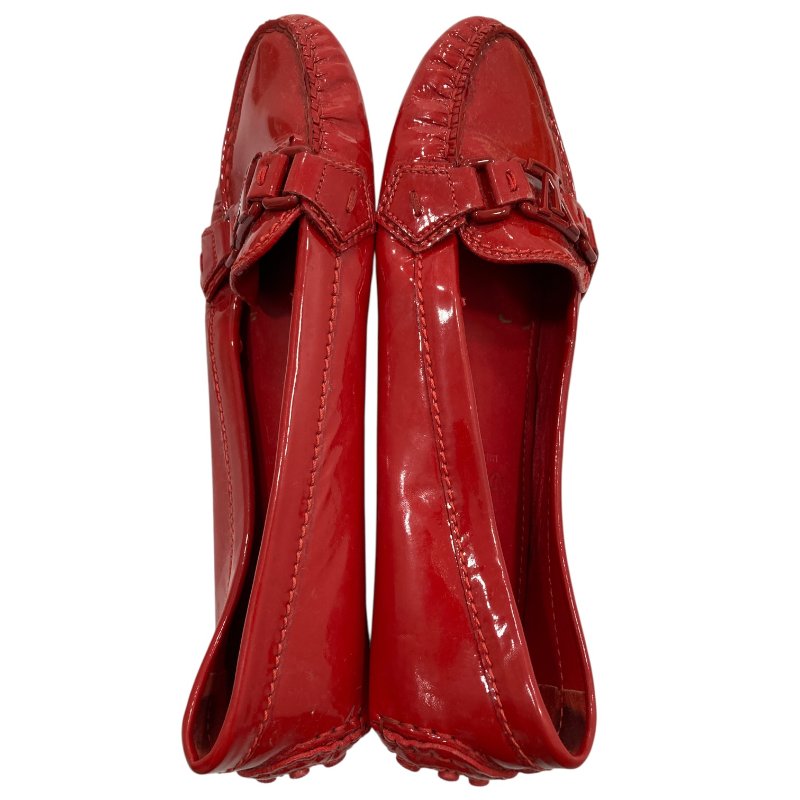 LOUIS VUITTON 路易威登 OXFORD FLAT 平底樂福鞋 漆皮 紅色 SIZE 38-11