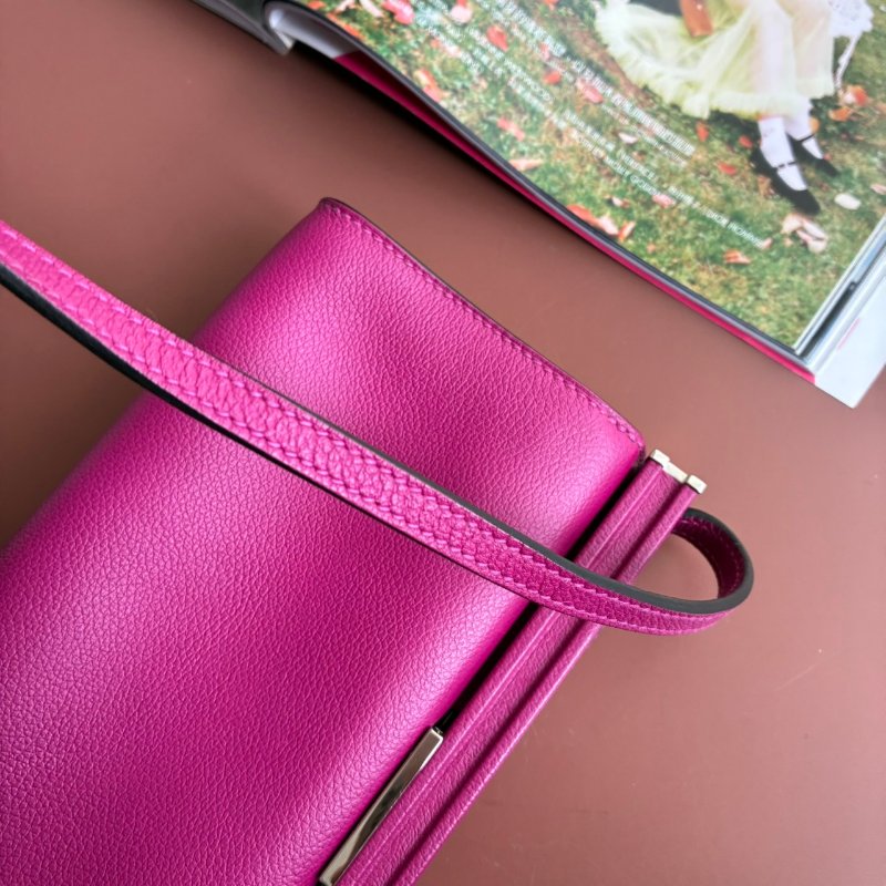 ::Hermès:: Clic-H 21 紫紅色銀扣 手拿包 斜背包-2