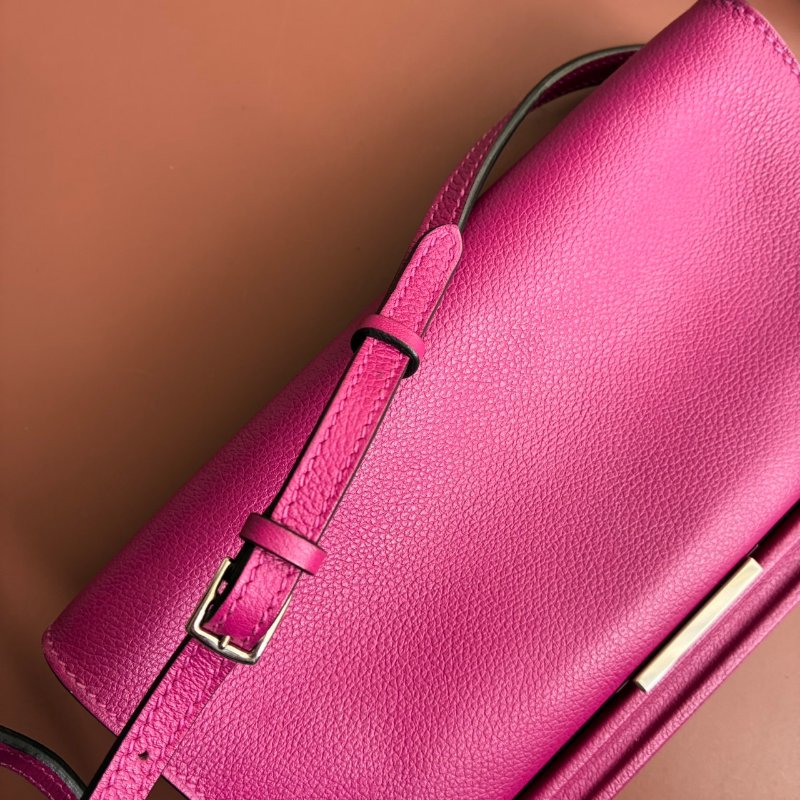 ::Hermès:: Clic-H 21 紫紅色銀扣 手拿包 斜背包-5