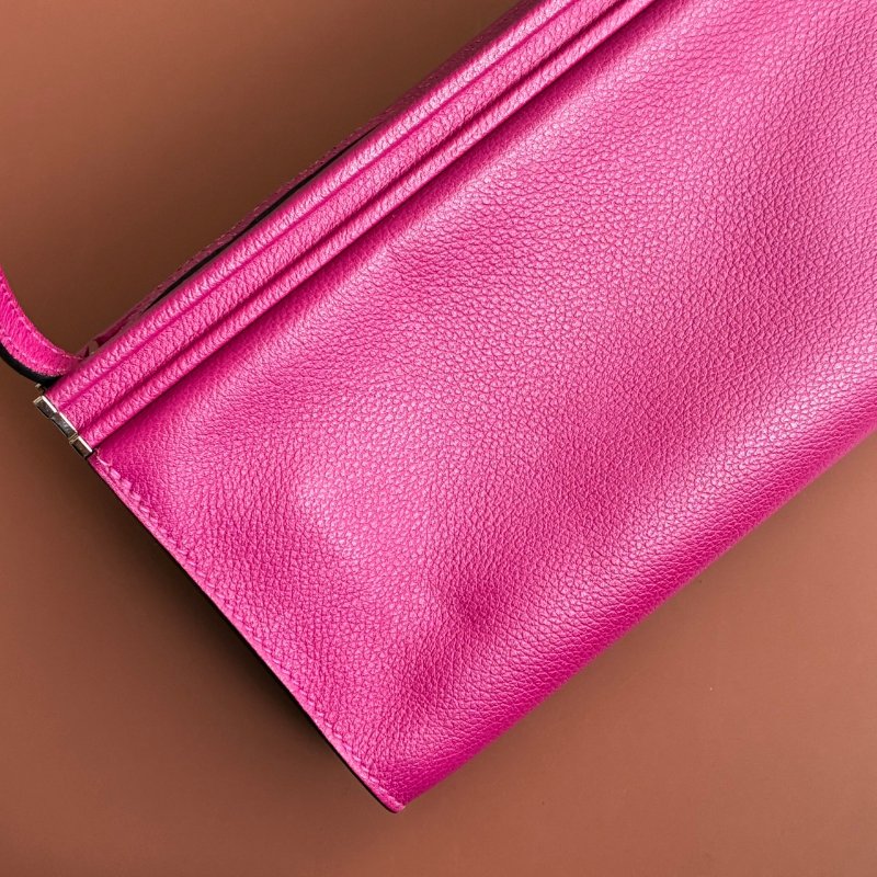 ::Hermès:: Clic-H 21 紫紅色銀扣 手拿包 斜背包-8