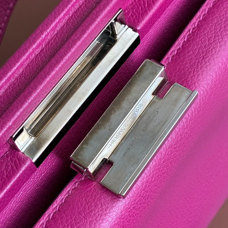 ::Hermès:: Clic-H 21 紫紅色銀扣 手拿包 斜背包-20