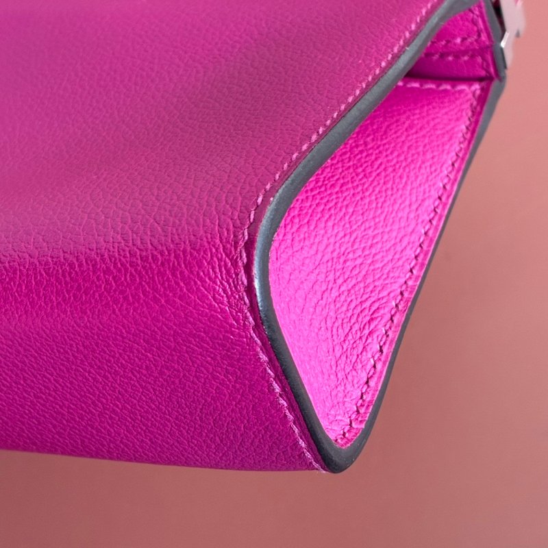 ::Hermès:: Clic-H 21 紫紅色銀扣 手拿包 斜背包-22