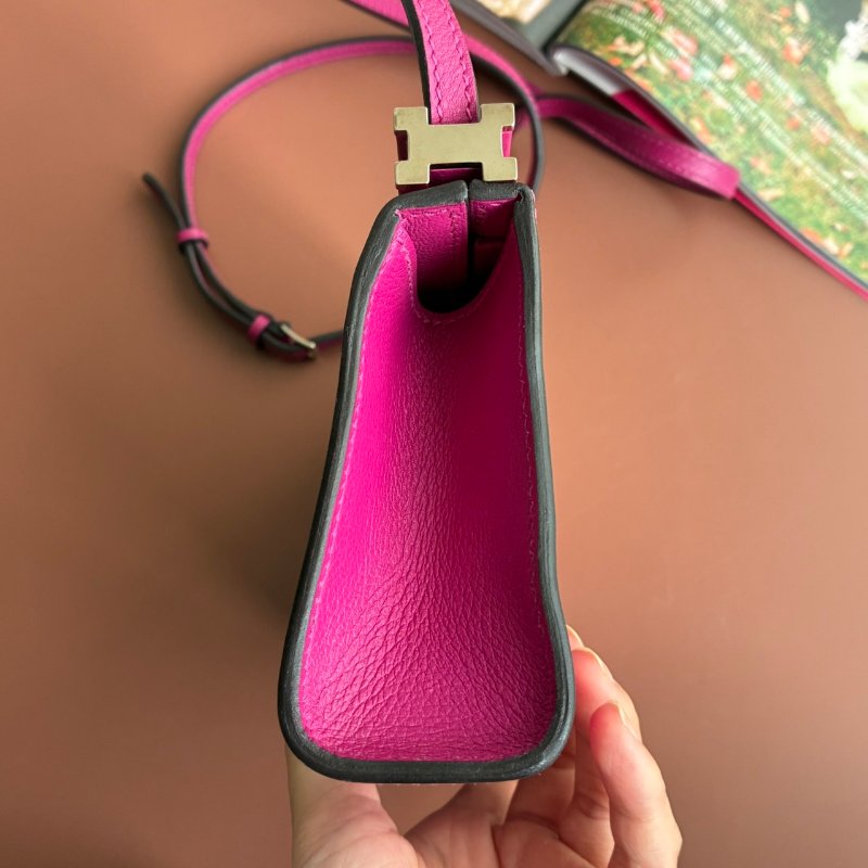 ::Hermès:: Clic-H 21 紫紅色銀扣 手拿包 斜背包-23