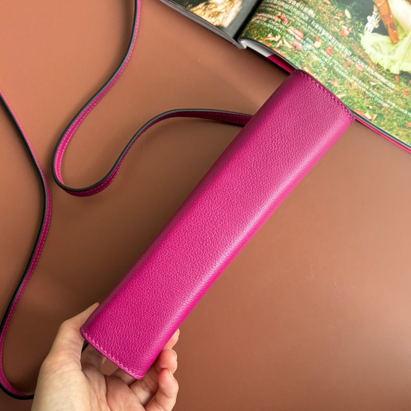 ::Hermès:: Clic-H 21 紫紅色銀扣 手拿包 斜背包-25