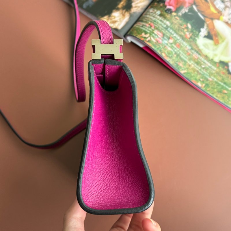 ::Hermès:: Clic-H 21 紫紅色銀扣 手拿包 斜背包-26