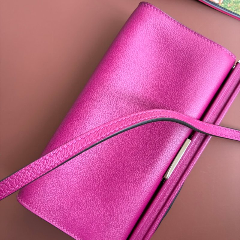 ::Hermès:: Clic-H 21 紫紅色銀扣 手拿包 斜背包-27