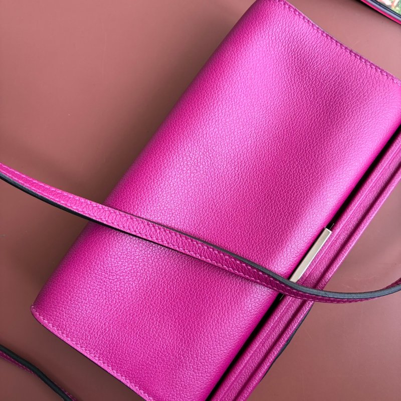 ::Hermès:: Clic-H 21 紫紅色銀扣 手拿包 斜背包-28