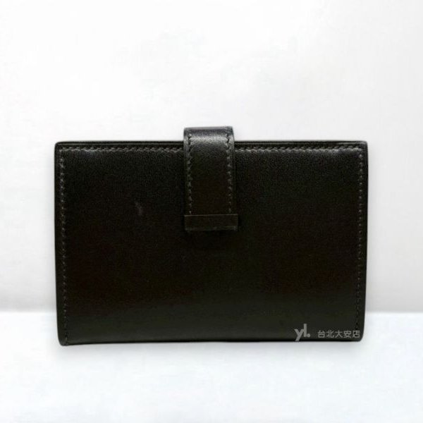 A10406-HERMES Bearn 89黑色box皮銀扣對開卡夾-3
