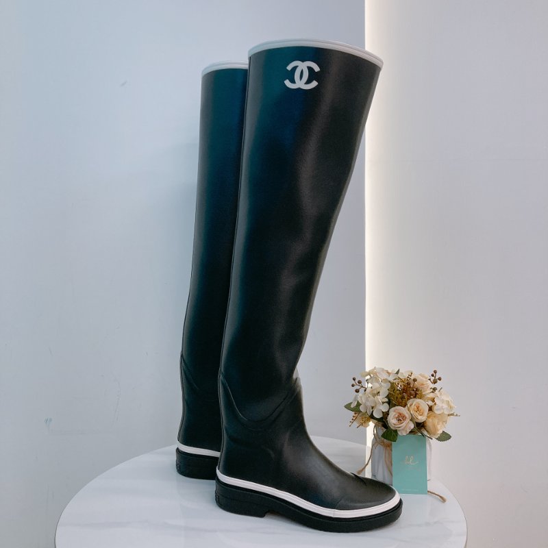 MS0721 Chanel 香奈兒 大腿根 高長靴 雨靴 橡膠 黑白色 Thigh High Rainboot Rubber Black x White-1