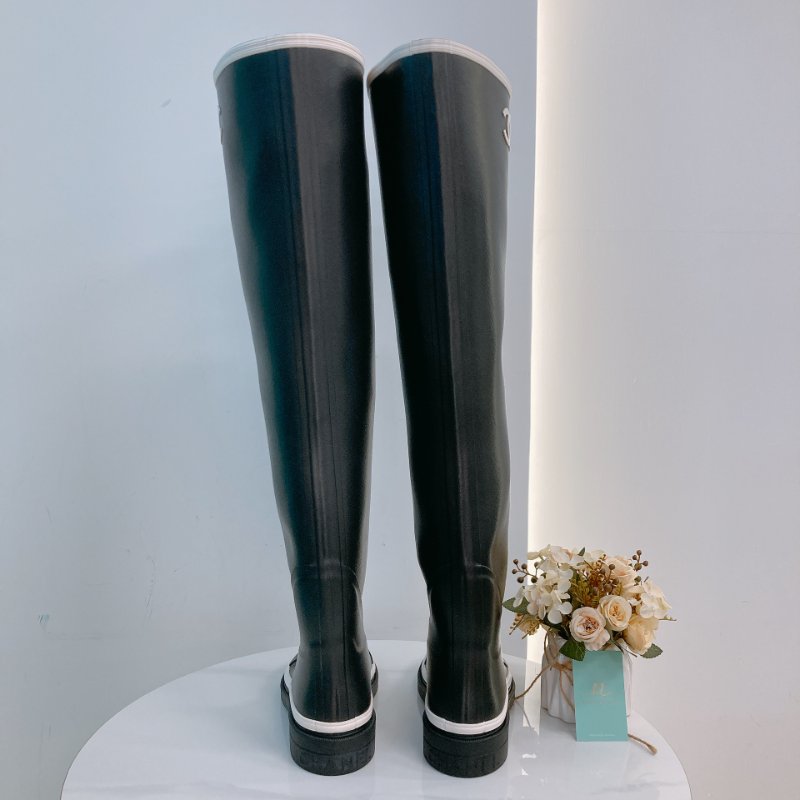 MS0721 Chanel 香奈兒 大腿根 高長靴 雨靴 橡膠 黑白色 Thigh High Rainboot Rubber Black x White-3