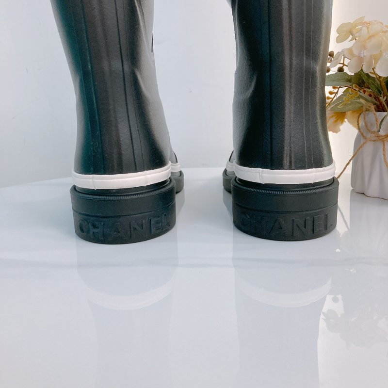 MS0721 Chanel 香奈兒 大腿根 高長靴 雨靴 橡膠 黑白色 Thigh High Rainboot Rubber Black x White-4