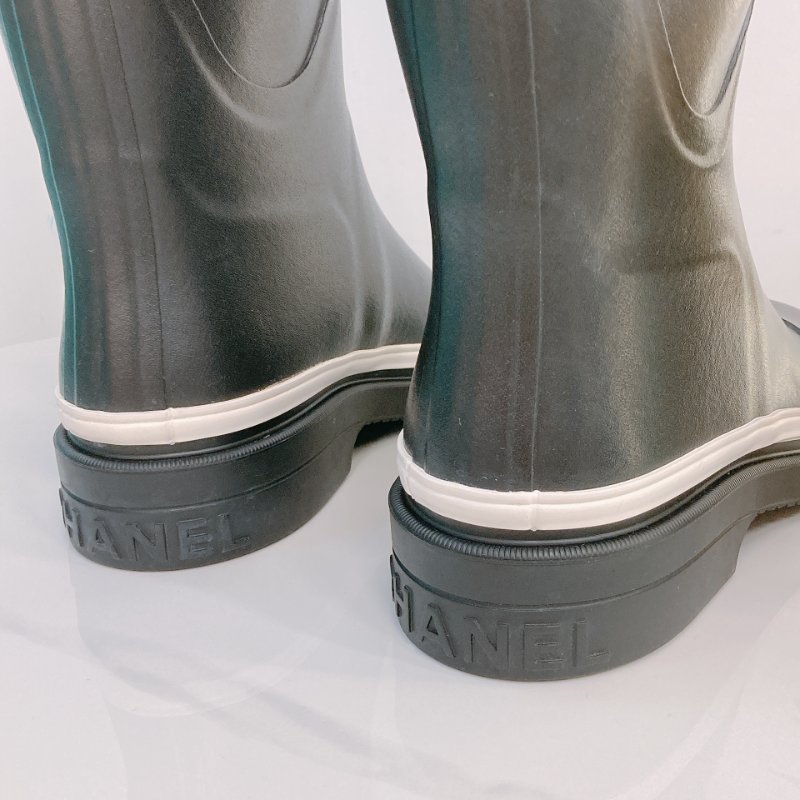 MS0721 Chanel 香奈兒 大腿根 高長靴 雨靴 橡膠 黑白色 Thigh High Rainboot Rubber Black x White-6