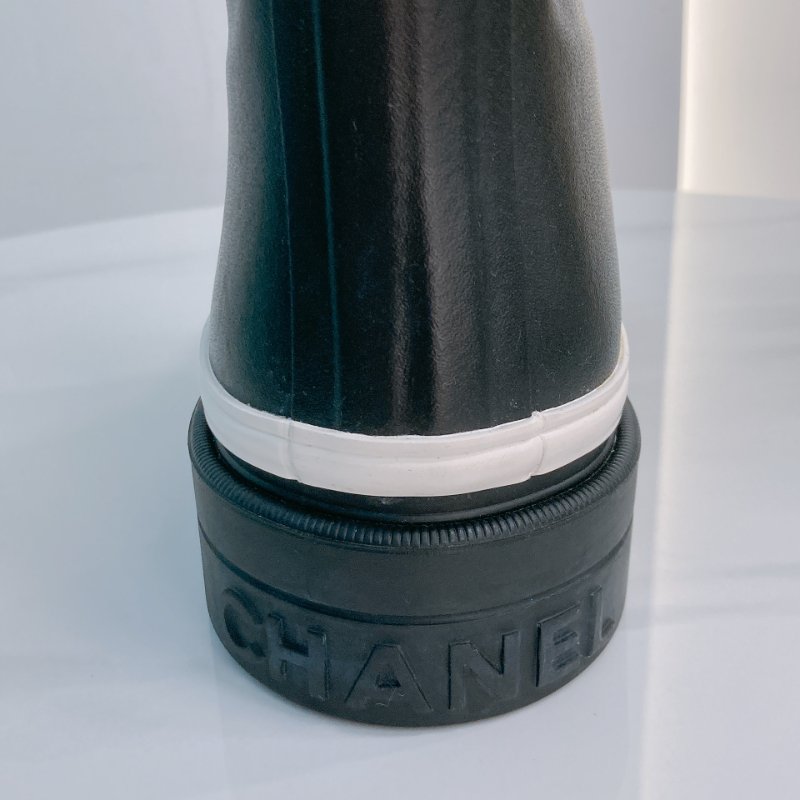 MS0721 Chanel 香奈兒 大腿根 高長靴 雨靴 橡膠 黑白色 Thigh High Rainboot Rubber Black x White-14