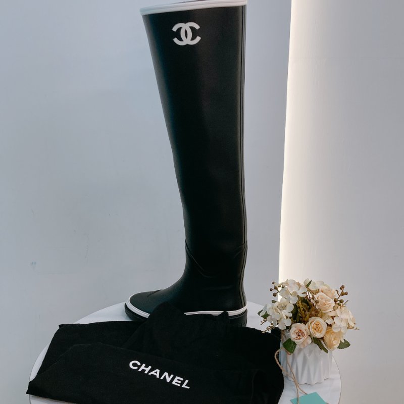 MS0721 Chanel 香奈兒 大腿根 高長靴 雨靴 橡膠 黑白色 Thigh High Rainboot Rubber Black x White-22