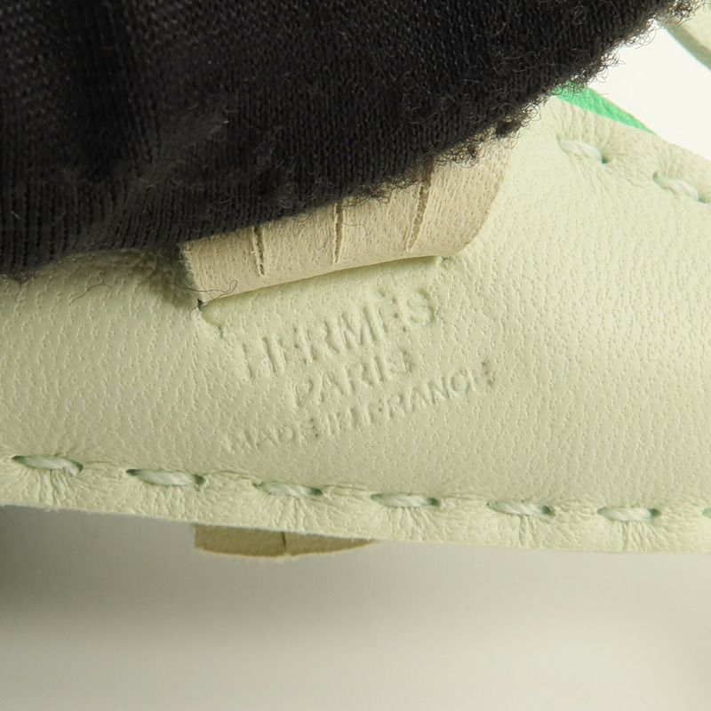 HERMES Milo羊皮皮革Seahorse Charm掛飾Vert Fizz/Vert Comics/Craie-4