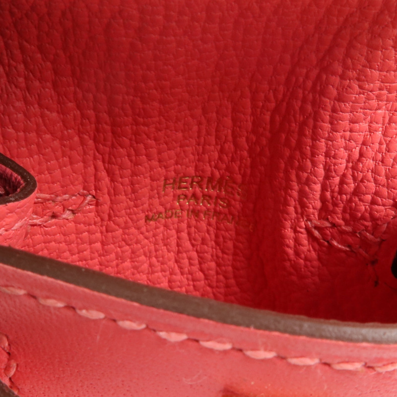 HERMES Tadelakt皮革Mini Kelly Twilly Bag掛飾Rose Azalee-5