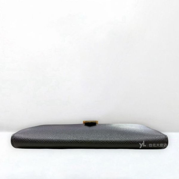 A10199-Hermes BearnWallet黑色epson金釦H長夾-4