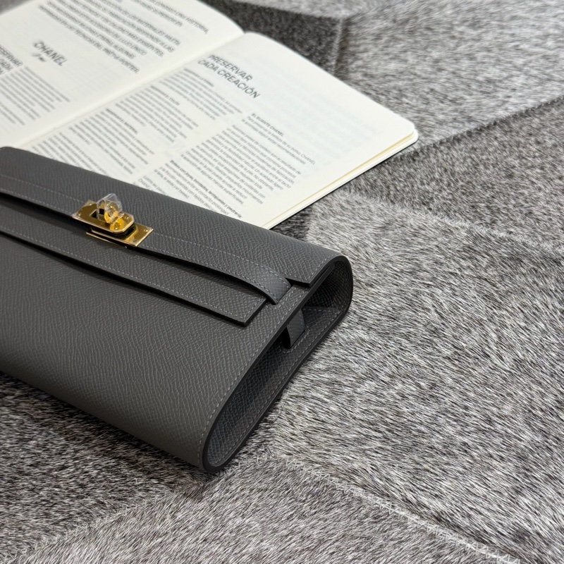 HERMES KELLY TOGO積兩雲灰金扣/W-1