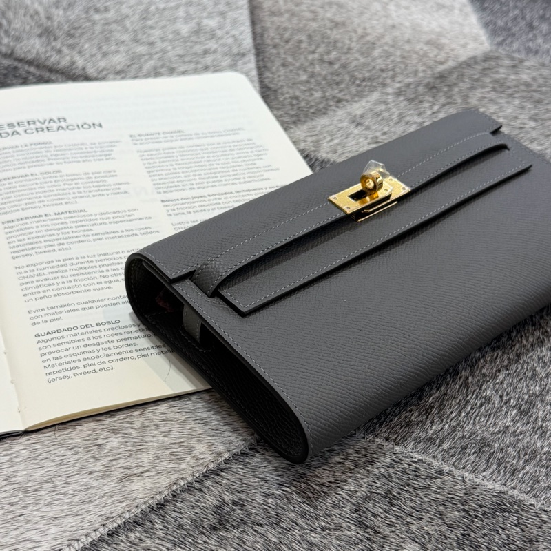 HERMES KELLY TOGO積兩雲灰金扣/W-2